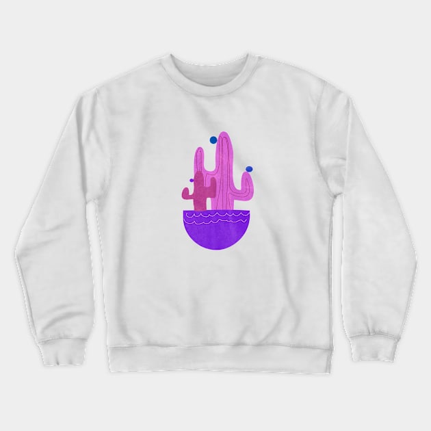 Purple cacti Crewneck Sweatshirt by Mirimodesign